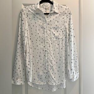 beachlunchlounge Alanna White Heart Button Up-NWT